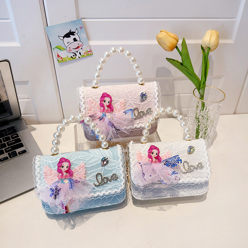 Bagos de hombro para niños primavera y verano frescos bolsos de perlas para niñas Aisha pequeña princesa bolsos de mochila de estilo extranjero