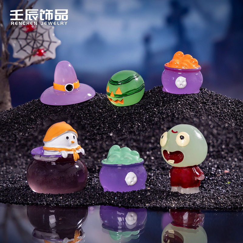 Cartoon Luminous Halloween Wizard Hat Little Ghost Ghost DIY Resin Accessories Craft Decoration Car Small Ornaments Cartoon Luminous Halloween Wizard Hat Little Ghost Ghost DIY Resin Accessories Craft Decoration Car Small Ornaments