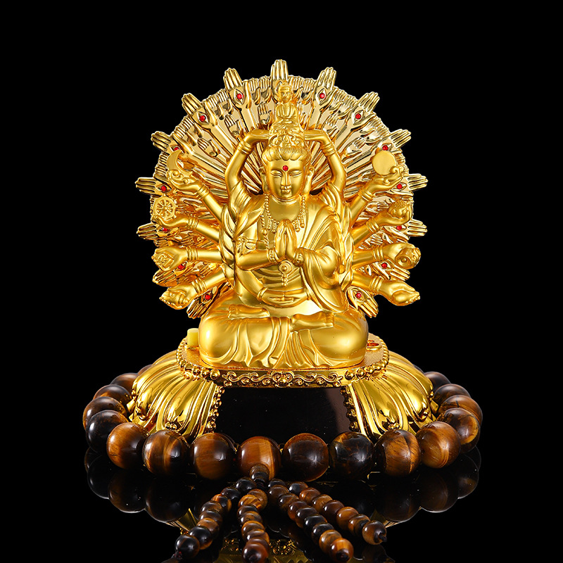 Car solar wheel car decoration alloy double-sided thousand-handed Guanyin ornaments car interior accessories decoration car ornaments