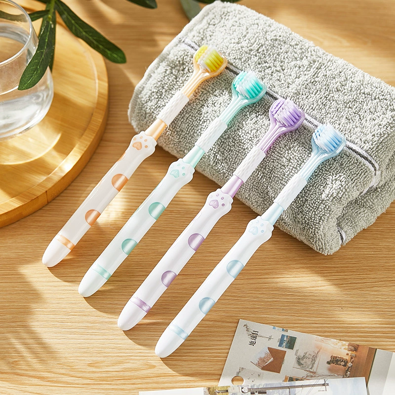 Трехсторонняя зубная щетка для взрослых с мягкой шерстью для мужчин и женщин