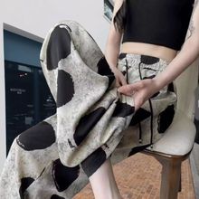 复古波点冰丝阔腿裤女2025新款设计感小众宽松垂感洋气时尚休闲裤