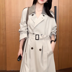 韩系慵懒chic外套女春秋季2025新款轻奢高级感大翻领廓形极简风衣