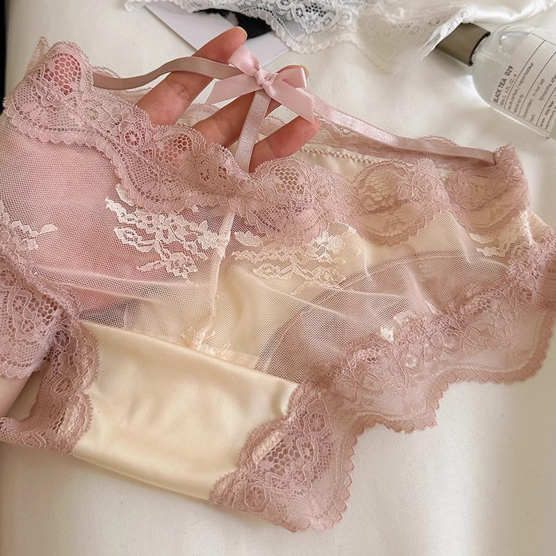 7A Bacteriostatic Pure Sexy Lace Edge Women's Underwear Cotton Cotton Crotch Low Waist Traceless Style Girl's Underwear