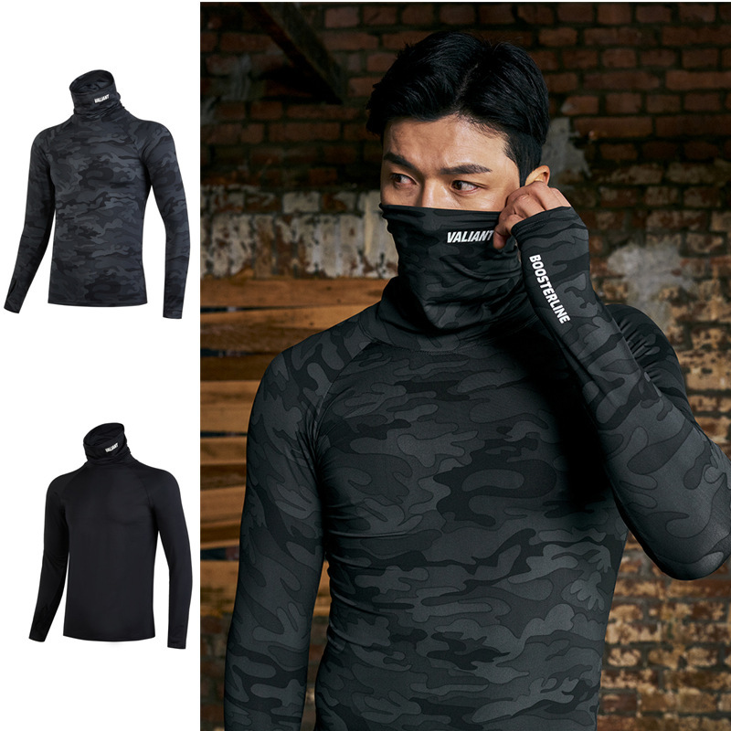 Cross-Border Men's Fitness Clothing Long-Sleeved Compression Tights Running Compression Elastic Sports Quick-Drying Clothing High-Neck Basketball T-Shirt