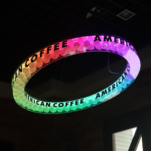 Creative ocean ball round acrylic light box Internet celebrity store headlamp colorful luminous ring light box suspension hanging lamp
