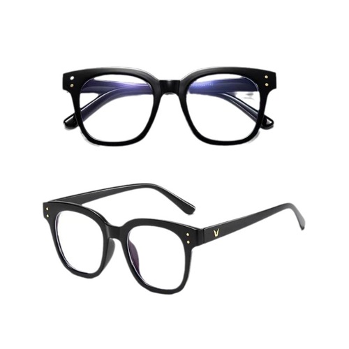 Black frame anti-radiation blue light blocking glasses for men and women, plain face, snow pear style, internet celebrity large frame, prescription-free frames with myopia lenses