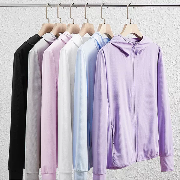 Cross-Border Hot-Selling Outdoor Sun Protection Clothing for Women, Summer Uv Protection, Lightweight and Breathable Skin Clothing, Ice Silk Knitted Sun Protection Clothing
