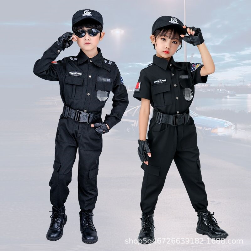 Uniforme de policía especial para niños pequeño uniforme de rendimiento de la policía kindergarten niños y niñas pequeño uniforme de rendimiento de la policía pequeño juego de roles de oficial de policía