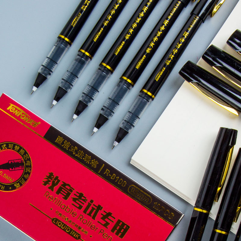 R-8108 recta pluma de agua líquida 0,5mm bala Oficina firma pluma de gel pluma para el examen de papelería del estudiante