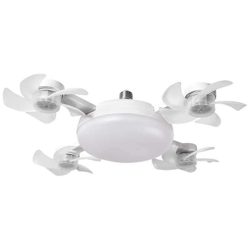 2026 nueva bombilla de ventilador electromecánico no tripulado silenciosa doméstica E27 cabeza de lámpara de tornillo en un ventilador de techo LED control remoto