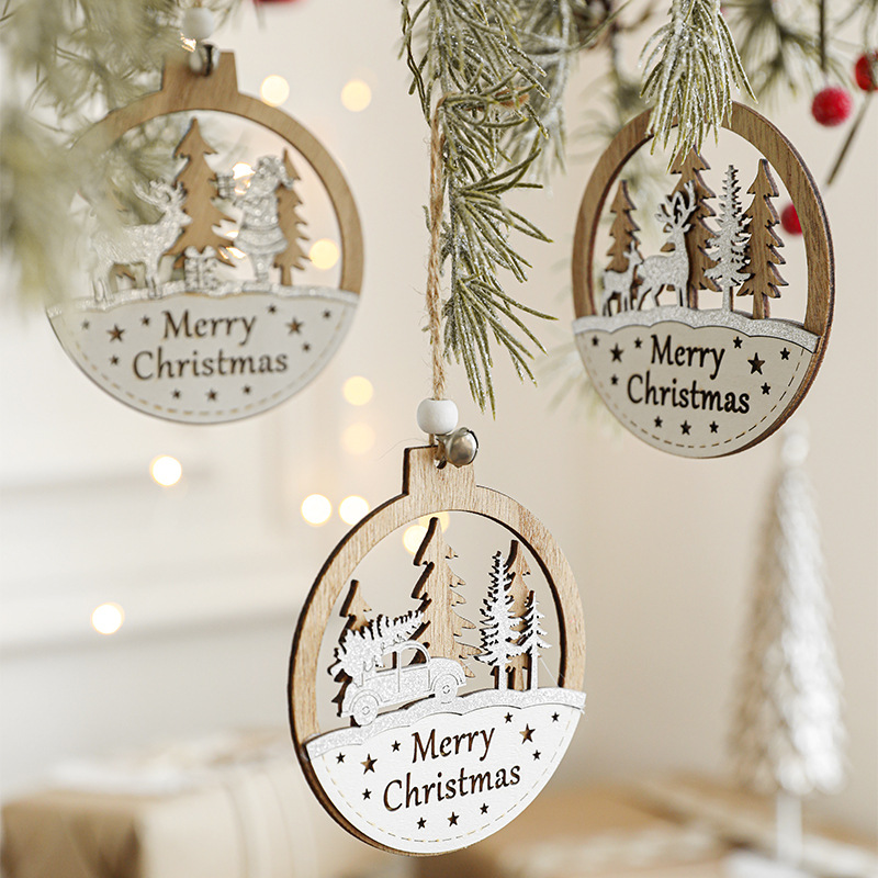 Hong Kong Heng nuevo color de madera de Navidad en forma especial colgante creativo decoraciones pequeño colgante de árbol de Navidad