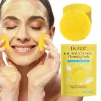 IKzee куркума очищает хлопчатобумажные хлопчатобумажные хлопчатобумажные хлопчатобумажные освежающие и обезжиривающие глубокие очищающие отшелушивающие средства, чтобы осветлить тон кожи 60pcs