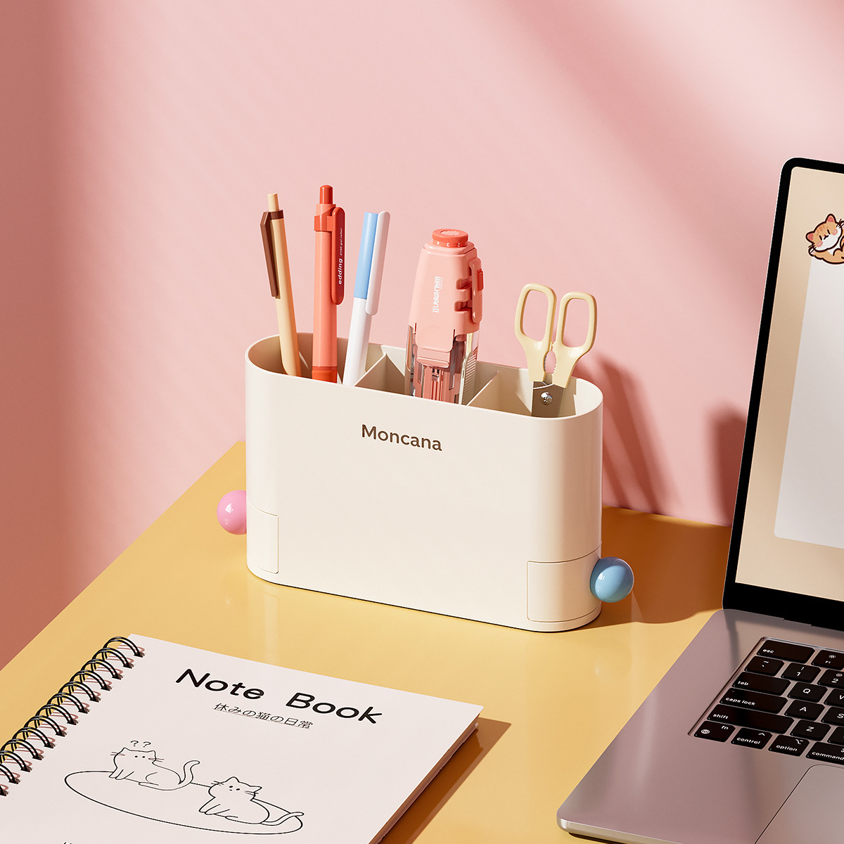 El escritorio de la Oficina del bolígrafo contiene cajas, estantes de papelería multifuncionales para estudiantes, estantes creativos de bolígrafos de gran capacidad.