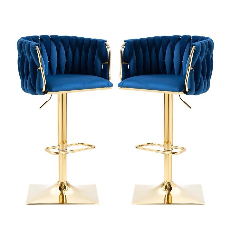 Silla de bar giratoria de elevación de lujo simple silla de bar de recepción moderna silla de metal trenzada personalizada silla alta
