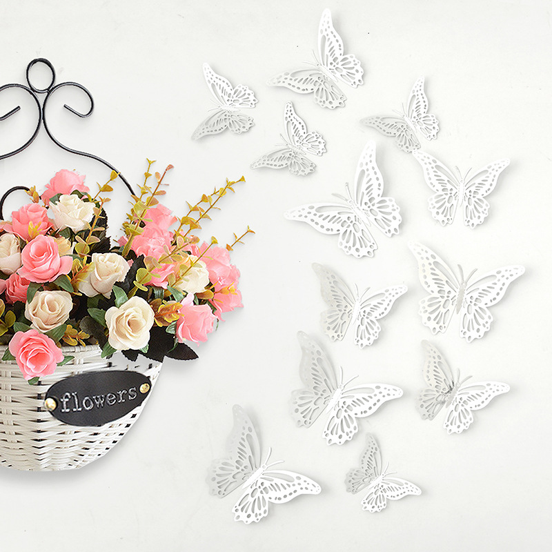 Pegatinas de pared de mariposas, pegatinas de mariposas huecas tridimensionales, pegatinas de decoración del hogar minimalistas modernas