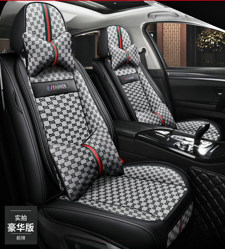 Manufacturer Wholesale Car Seat Covers, Full Coverage, Cool Leather and Linen Combination, Universal for All Seasons, Seat Cushion Covers for Small Cars with Five Seats