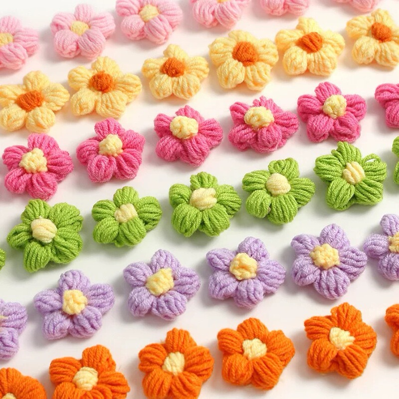 Hand-Woven Flower Knitted Puff Handmade DIY Shoe Flower Corsage Artificial Flower Yarn Flower Head Decoration Accessories Wholesale Hand-Woven Flower Knitted Puff Handmade DIY Shoe Flower Corsage Artificial Flower Yarn Flower Head Decoration Accessories Wholesale