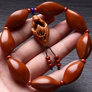 Authentic Olive Nuclear Iron Nuclide Nuclear Bracelet Hand Polished Triangular Polished Nuclear Art Play Hand-held Phase Buddha Hanging genuine goods