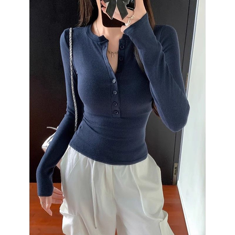纯欲甜辣妹修身显瘦长袖t恤打底衫女春秋冬季新款设计感百搭上衣|undefined