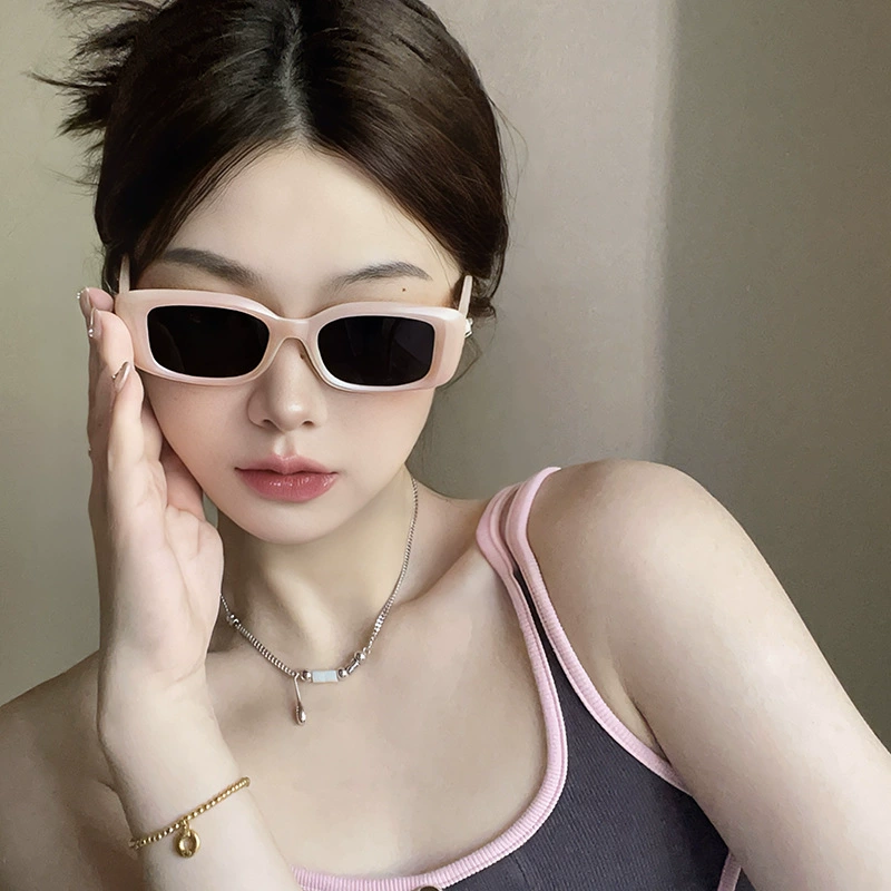 Маленькие очки квадратной формы, розовые очки dopamine hot girl, поляризационные, анти-UV, защита от близорукости, для женщин с круглым лицом