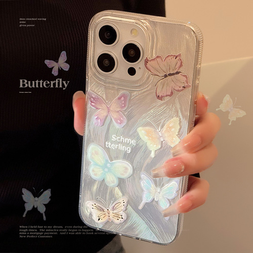 Ins Pink Feather Butterfly Bow Case for Apple iPhone 16, iPhone 15 Pro Max 12, Protective Cover for Women