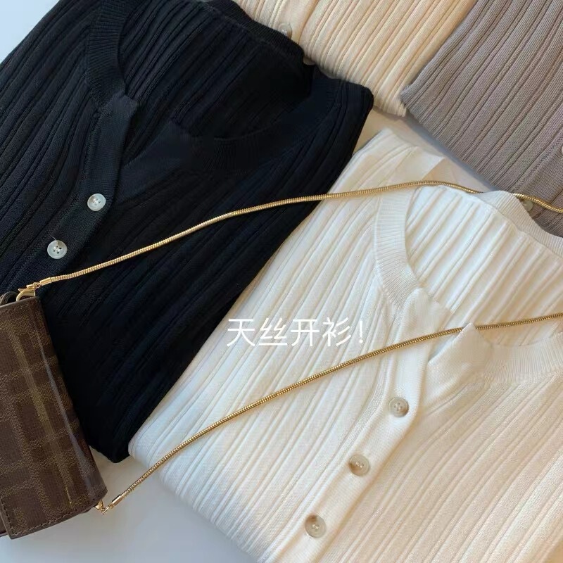 Good Texture Tencel Wool Round Neck Cardigan Ladylike Top Cardigan Spring Autumn Winter New 2025 D020418