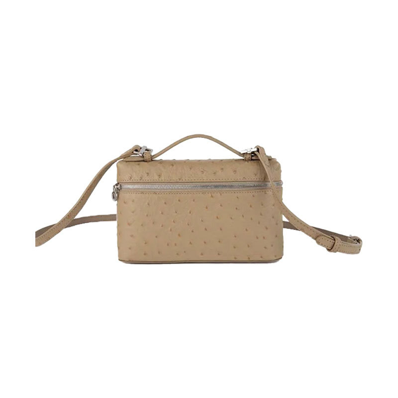 Top Grain Cowhide Ostrich Embossed Handheld Lunch Box Bag Genuine Leather Women's Box Bag Shoulder Crossbody Small Square Bag Spring New Arrival - Thumbnail 7