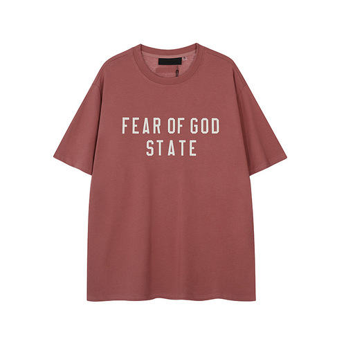 FOG STATE ESSENTIALS Niche Streetwear American Summer Pure Cotton Loose Men's Couple Short-Sleeve T-Shirts