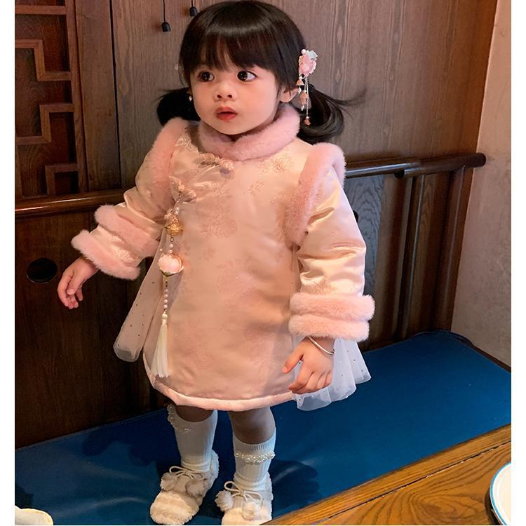 2025 nuevo vestido de aniversario de invierno para niños y niñas bebés chinos cheongsam vestido de princesa