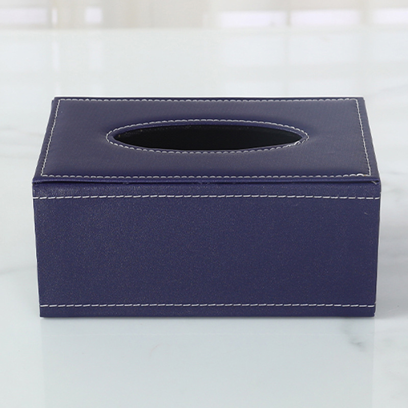 Caja de pañuelos de cuero del hogar caja de pañuelos de cuero impreso logotipo Hotel pu caja de pañuelos de comedor de coche