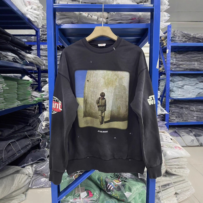 Saint of Michael Co-Branded Starwars Star Wars Washed and Distressed Round Neck Sweatshirt for Men