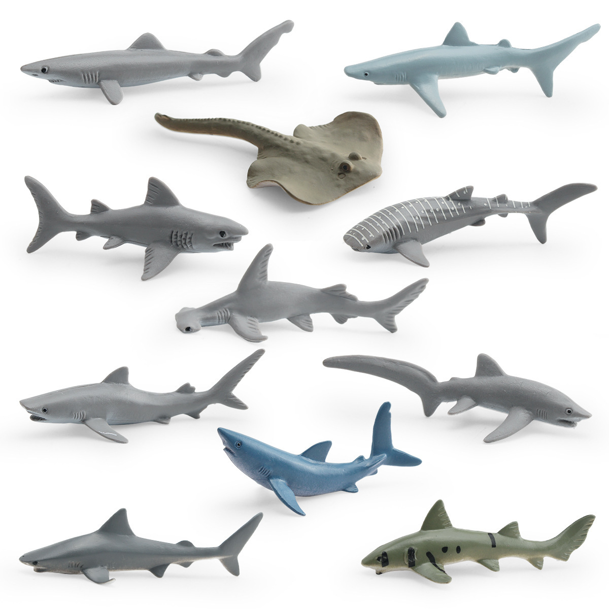 Simulación transfronteriza animal marino tiburón modelo tiburón ballena mini tiburón blanco tiburón azul tiburón tigre tiburón cabeza tiburón cola larga adornos