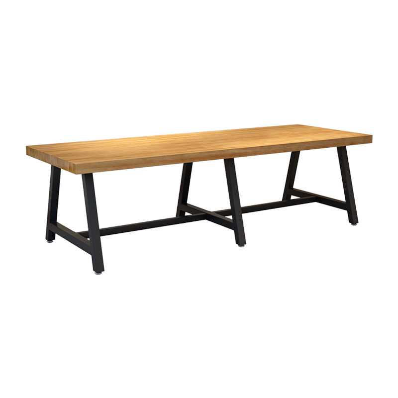 Simple solid wood wrought iron dining table and chairs