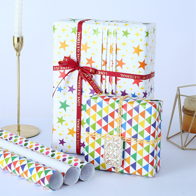 Patrón geométrico transfronterizo Papel de regalo de cumpleaños del día de los niños Papel de regalo diy Papel de regalo Libro en stock al por mayor