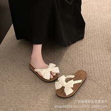 人字拖女拖夏季外穿2026新款网红防滑韩版海边沙滩蝴蝶结女士拖鞋