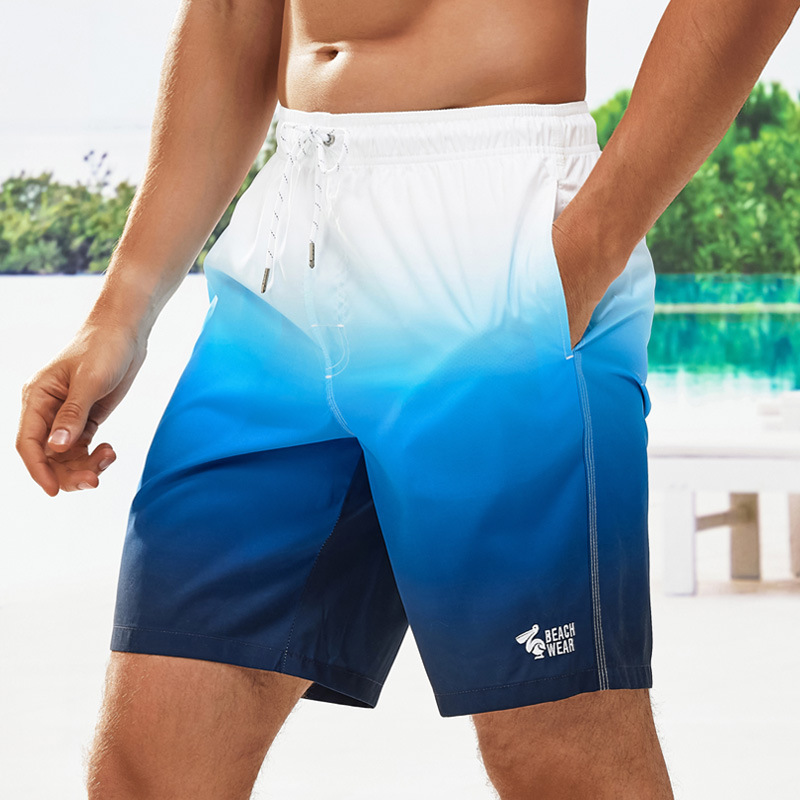 Gai Lang men's beach pants blue gradient loose quick-drying boxer swimsuit fitness plain shorts a generation of hair