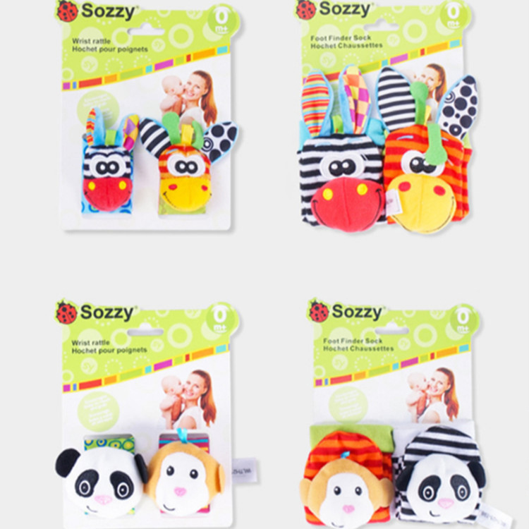Sozzy nuevo azul bebé regalo sonajero reloj correa de muñeca Bell calcetines correa de muñeca bebé juguetes de educación temprana
