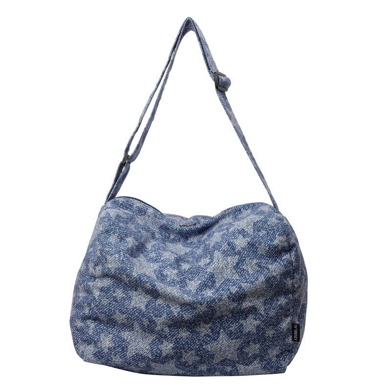 Bolso de gran capacidad de diseño de nicho para mujer 2024 nuevo bolso de mezclilla para mujer bolso de mensajero de un solo hombro de color de contraste de moda