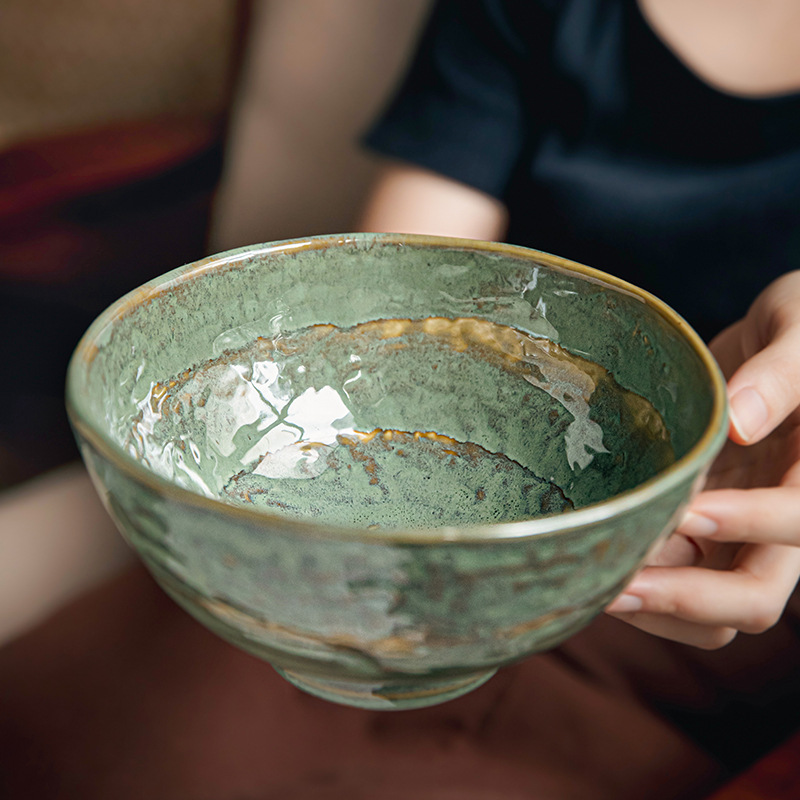 Pantalla verde retro bolos de pies altos espesados bolos de fideos de arroz característicos bolos de harina de cerámica bolos de mezcla de arroz bolos de mar antiguo exportación transfronteriza