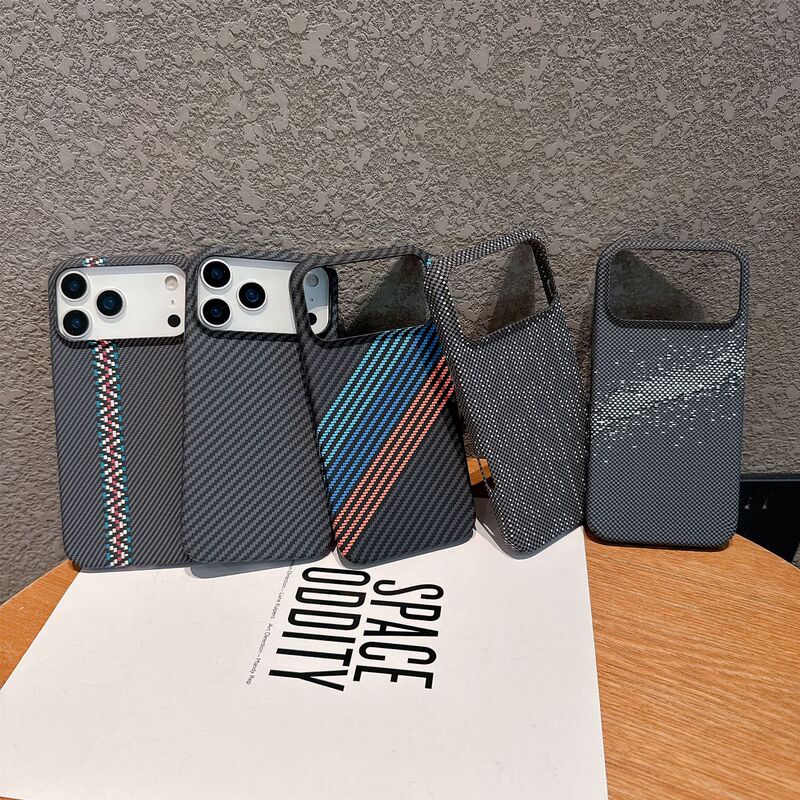 Cross-Border New Model Large-Hole Kevlar Texture Hard Case Suitable for iPhone 17 Pro Max Phone Anti-Drop Protective Case
