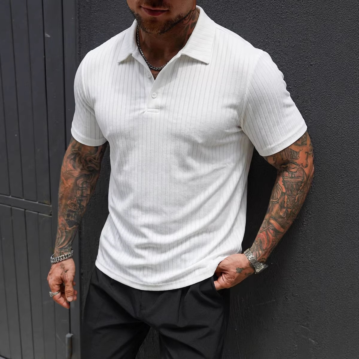 Polo da uomo performante – Maglia a maniche corte elasticizzata in tessuto traspirante, ideale per palestra e tempo libero (10 colori, taglie S-XXXL)_voghion.com