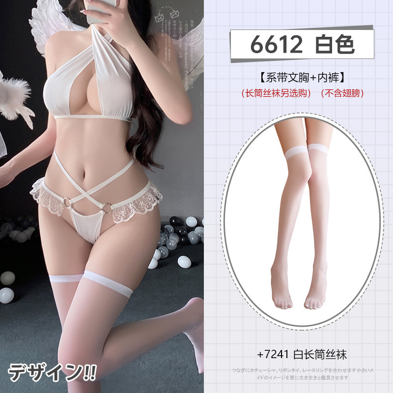 Ny1sdt001692 white [lace-up bra + panties] +7241 white stockings
