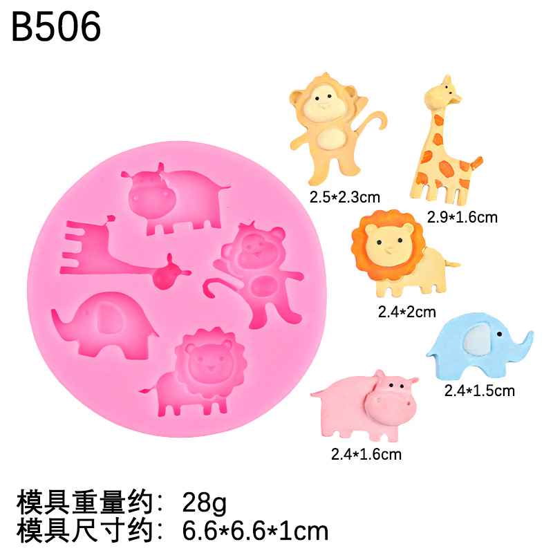 Lindo animalito en forma de rana león jirafa molde de silicona mono elefante chocolate epoxi decoración de yeso