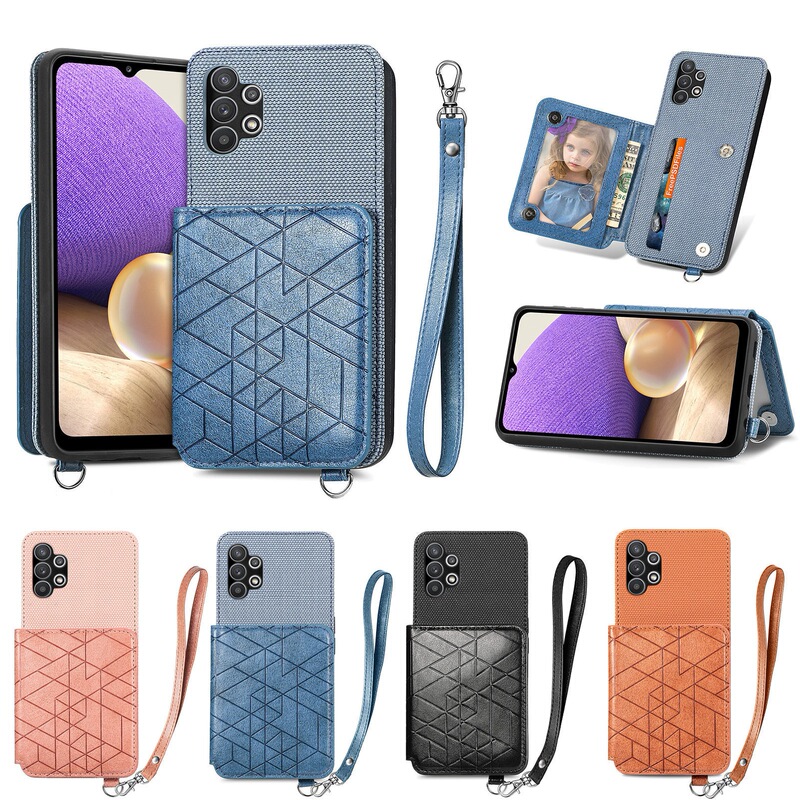 For Samsung A32 Wallet Phone Case Card Case A53/A73 Bracket All-inclusive Drop-resistant S22ultra Protective Case