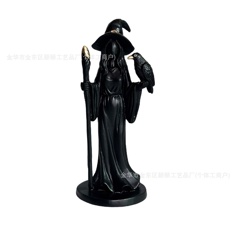 跨境新款Cracker Barrel Witch 女巫雕像万圣节树脂摆件家居装饰|undefined