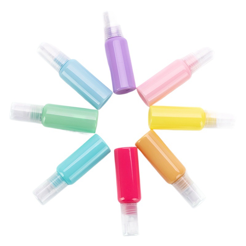 50ml botella de spray de color macaron color plástico sub-botella niebla fina regadera botella cosmética botella desinfectante de manos en stock