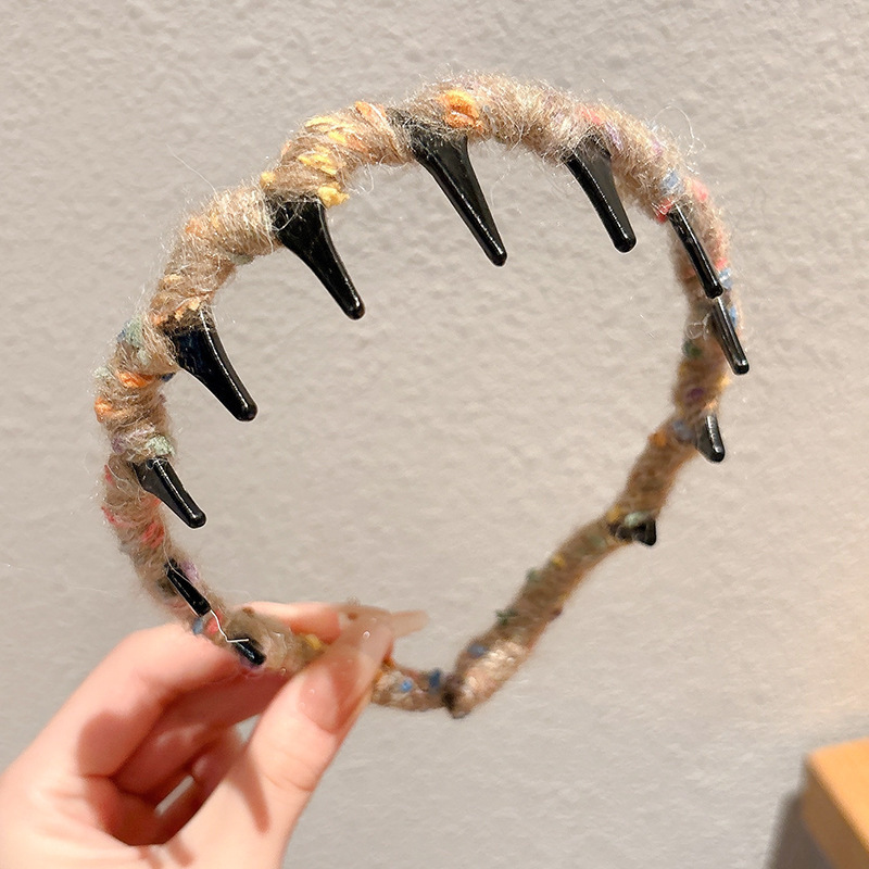 Alto grado de sensación de leopardo ondulado cabello de invierno de peluche lavado de cara prensado cabello de cabeza de cabeza de cabeza de artefacto alto cráneo craneal joyería de cabello