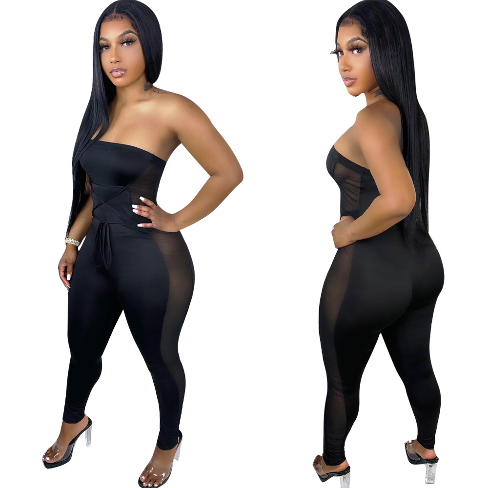 Sexy Bodycon Mesh Jumpsuit Für Damen Langarm Freizeitmode_voghion.com