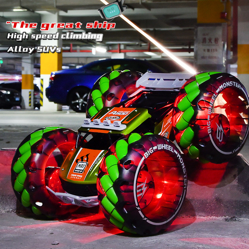 手势感应遥控车1:10巨轮合金横行漂移越野特技车音乐灯光儿童玩具