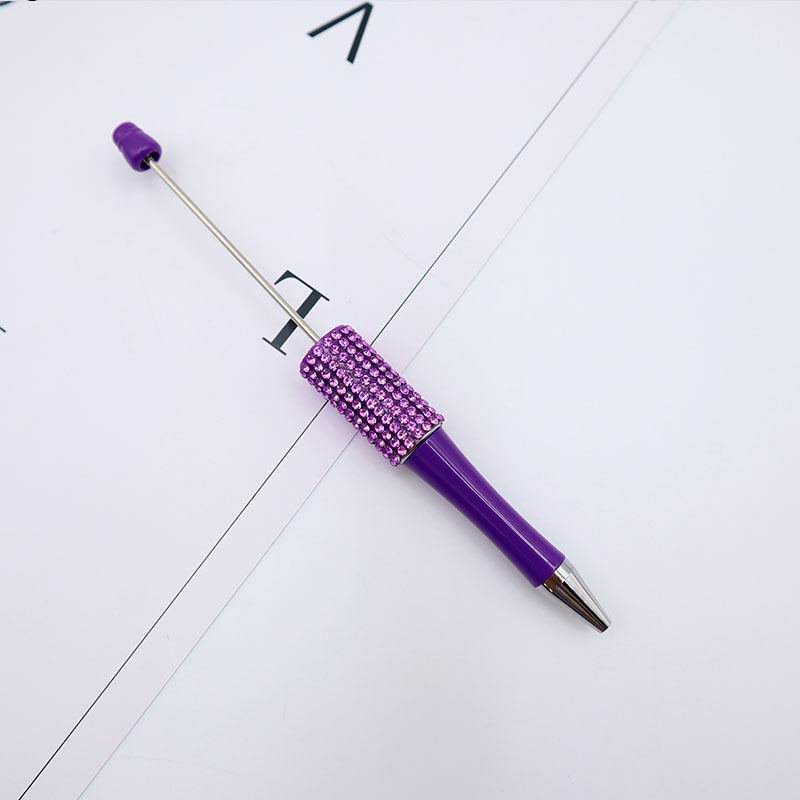 Bolígrafo giratorio de grano lindo de color degradado de tendencia de alto valor Bolígrafo de gomas galvanizado con cuentas de diamantes de bricolaje creativo